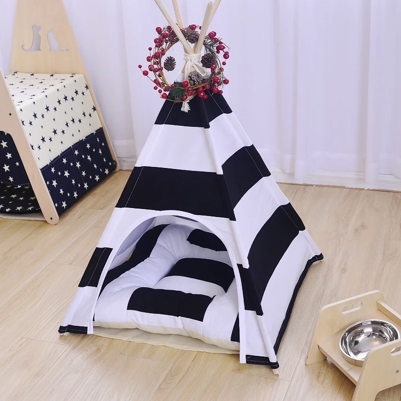 Comwarm полосатый Pet вигвама домашнее животное кошка кровать дом любимчика