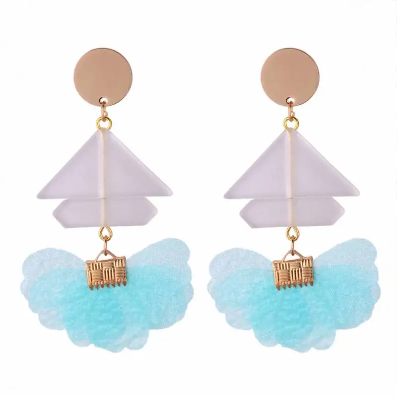 TONGKWOK Bohemia Exaggeration Dangle Earrings For Women Silk Thread Tassel Flower Long Chandelier #131268 | Украшения и