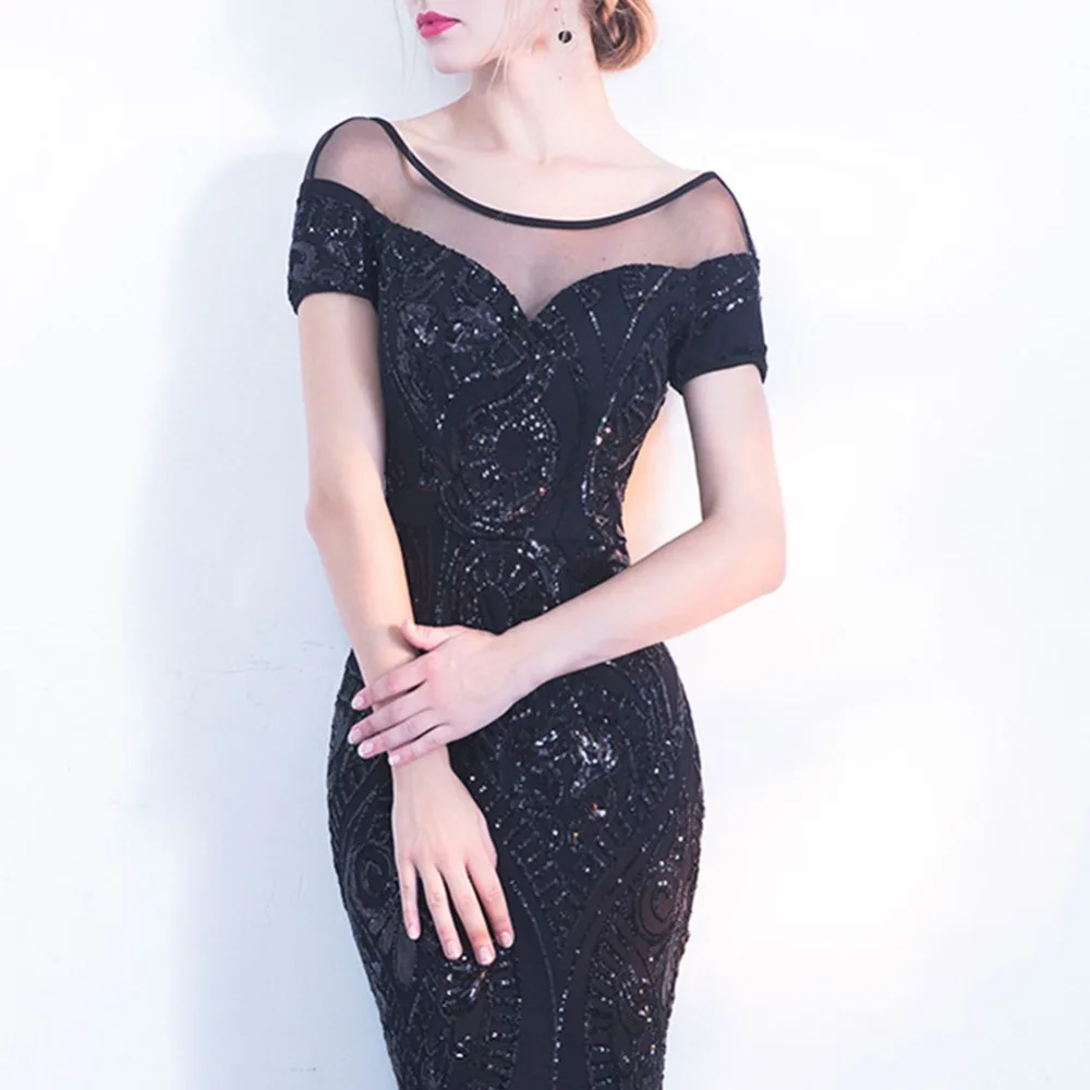 Robe De Soiree Элегантное Длинное Вечернее Платье с открытой спиной черные вечерние