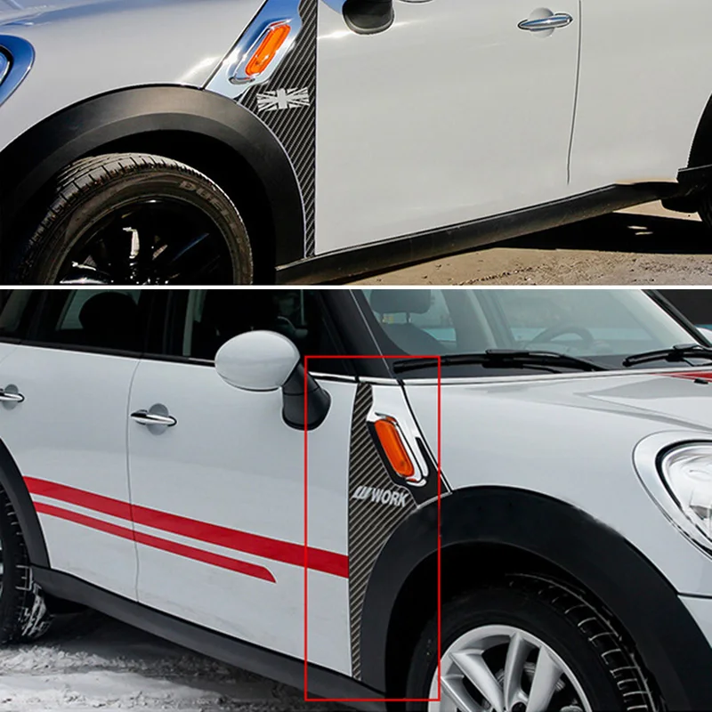 

2pcs Car Fender 5D Carbon Fiber Vinyl Sticker Auto Leaf Plate Body Decal For Mini Cooper S One d JCW R60 Countryman Accessories