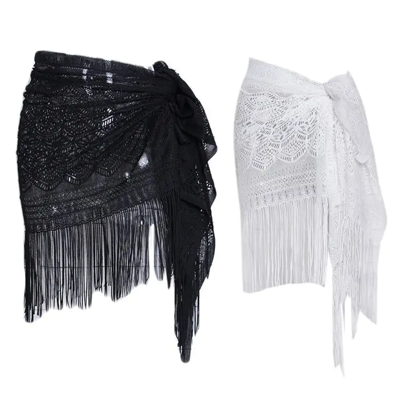 Женский летний пляжный купальник накидка этнический узор вязанный крючком