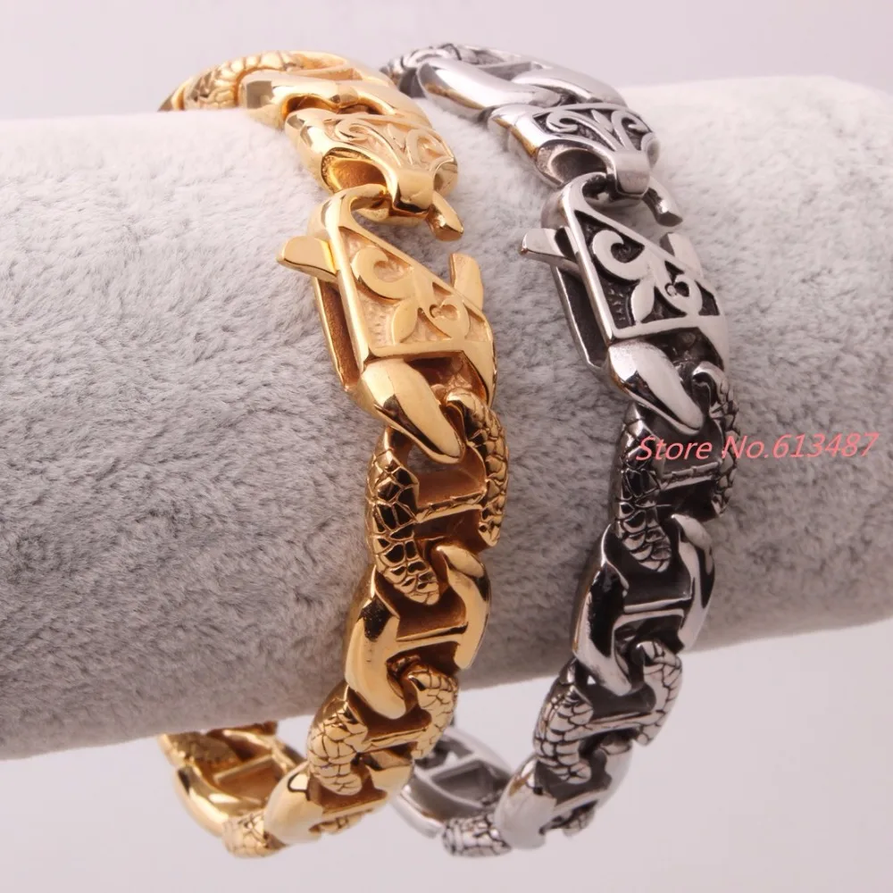 14 мм 316L браслет из нержавеющей стали серебро золото (цвет) мужские Мальчики новый
