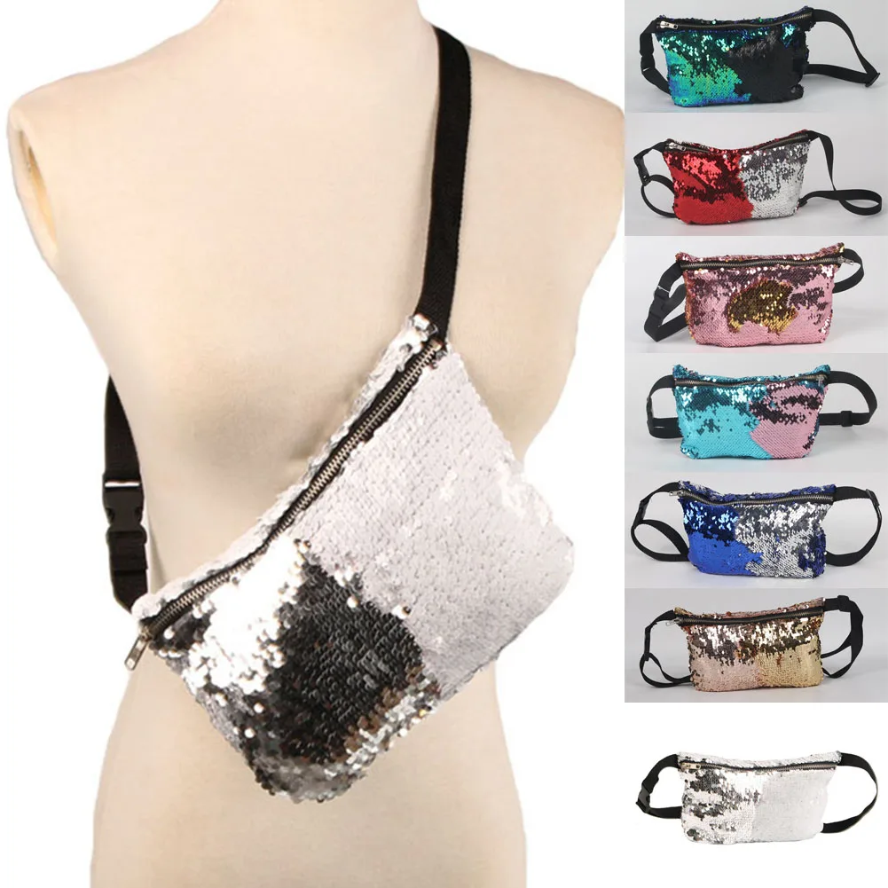 Женская Блестящая поясная сумка многофункциональный кошелек на ремне через