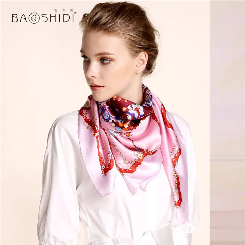 [BAOSHIDI] Осень 2016 новое поступление 16 момме женский 100% шелковый шарф роскошный