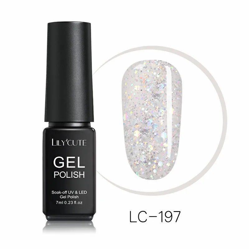 LC-197 LILYCUTE, 7 мл, блестящий Гель-лак для ногтей, блестящий гель для ногтей, серебряный, красный, розовый, золотой, фиолетовый, блестящий, яркий, впитывающий Гель-лак для ногтей - Цвет: LC-197