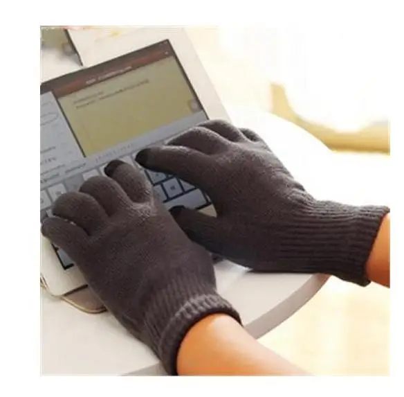 Dark Gray Fashion Female Wool Knitting Touched Screen Gloves Winter Women Warm Full Finger Gloves Stretch Warm Guantes Knit Mitten - Цвет: Dark Gray