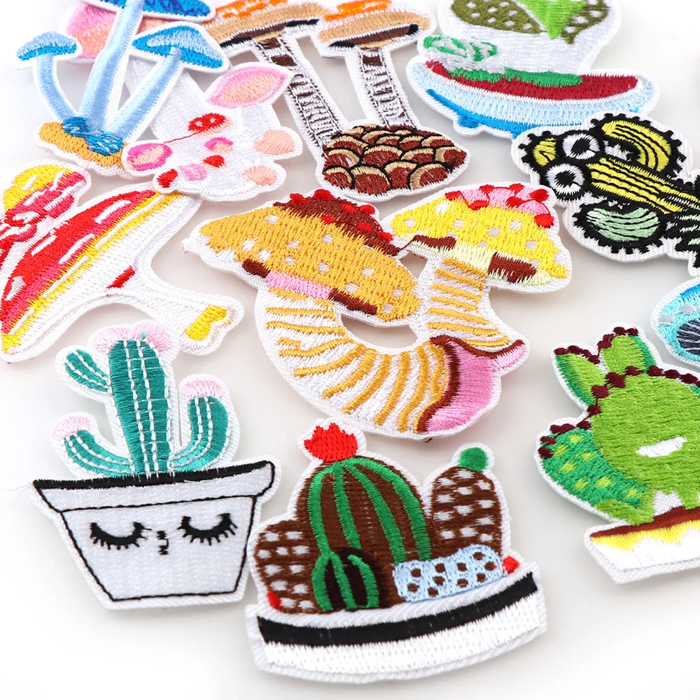 12Pcs 43-76mm Mix Lovely Plant Style Fashion Patches Iron On Embroidery Patch Badges Applique Clothes Clothing Sewing Supplies | Дом и сад