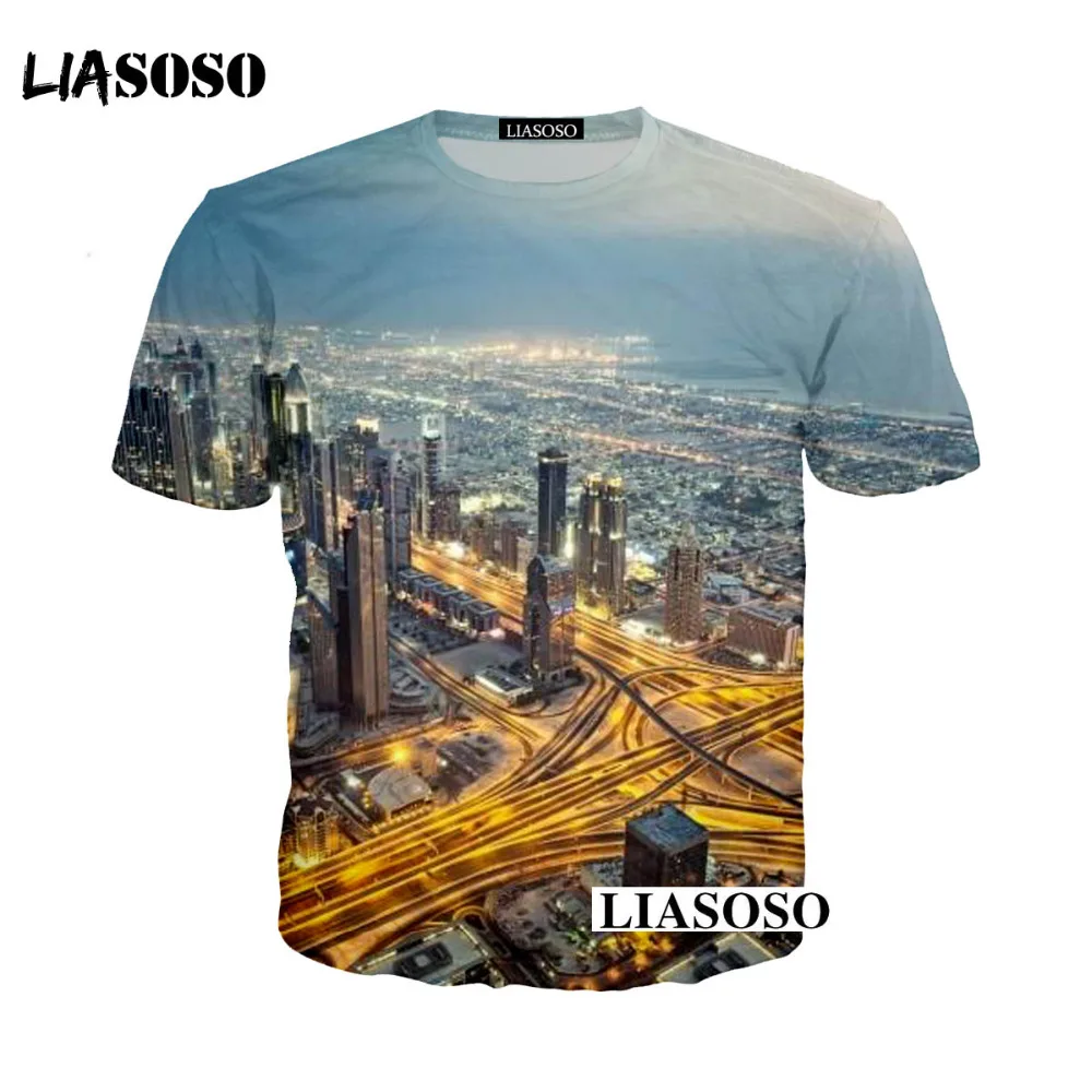 Liaseo 2018 модная 3D печать для женщин и мужчин Burj Khalifa башня футболка Летняя хип-хоп