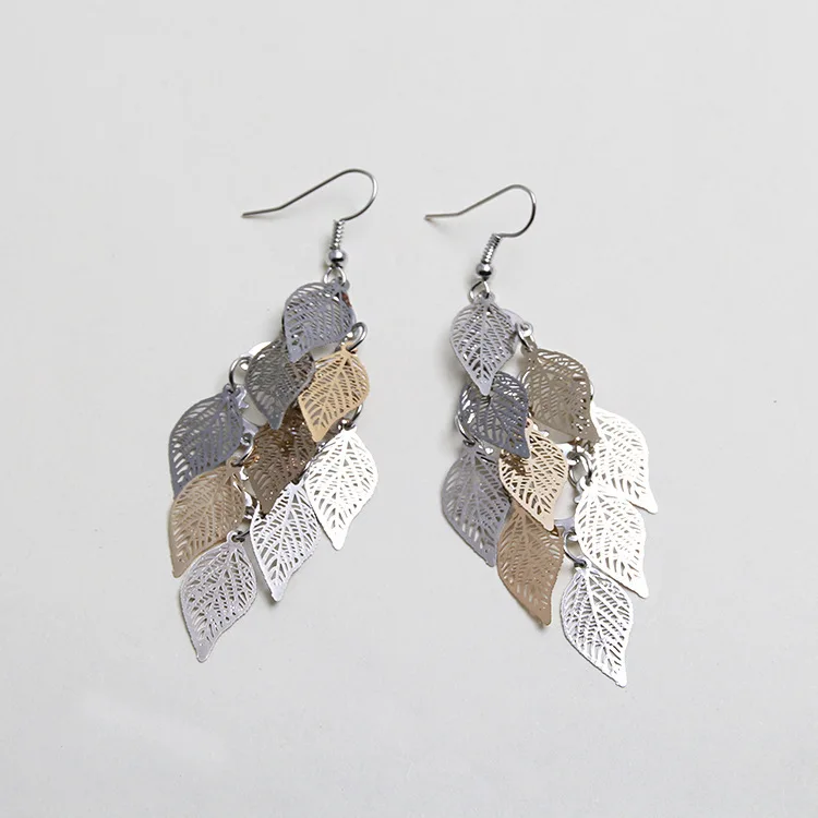 Pameng New Fashion Gold &amp Silver Color Multichip Bohemian Jewelry Drop leaves Earrings for Women | Украшения и аксессуары