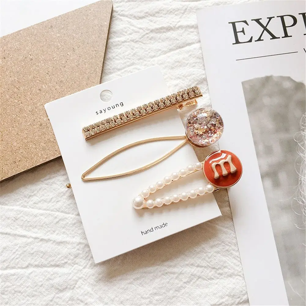 Модный 3 шт./компл. металлический зажим для волос с жемчугом в стиле ретро Заколка