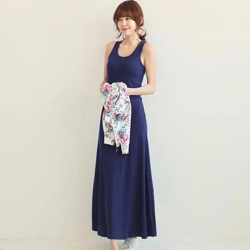 Платье-жилет длиной до щиколотки однотонное осень 2020 | Женская одежда