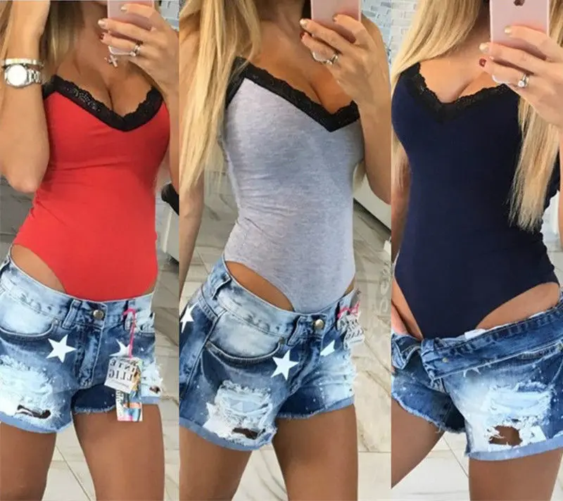 Женские кружевные комбинезоны с V-образным вырезом | Женская одежда