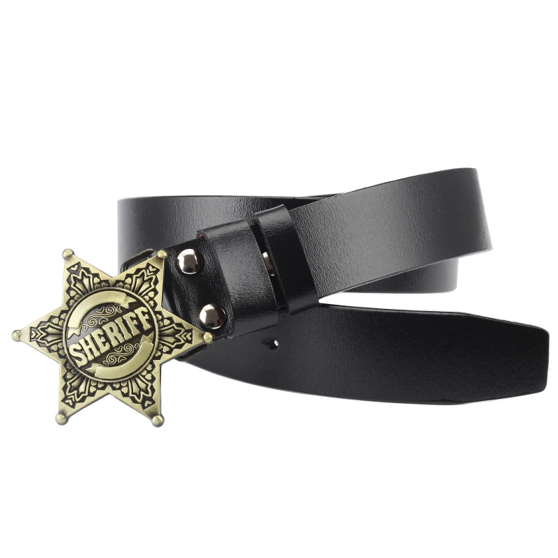 the letter SHERIFF belt buckle men Genuine Leather belt Women Jeans Vintage High Quality Strap Waistband