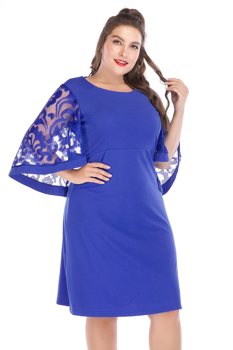 Дизайнерское Брендовое платье размера плюс 6XL Vestidos сексуальное летнее платье с расклешенными рукавами длиной до колена, прямые повседневные платья сексуальное кружевное платье в подарок
