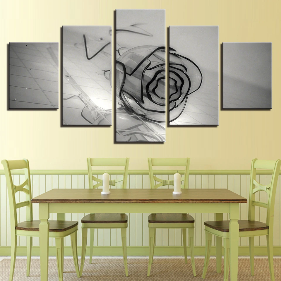 5 шт. настенные постеры с изображением белой розы|Рисование и каллиграфия| |