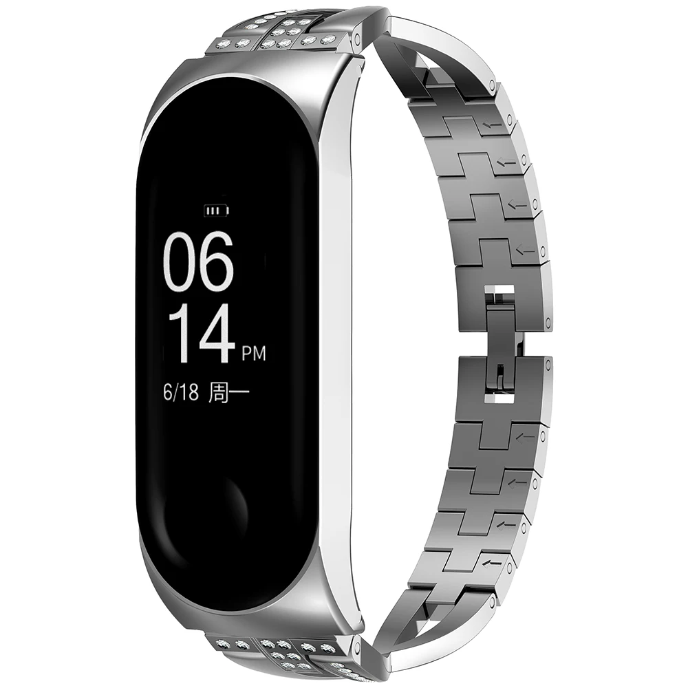 Браслет mi Band 4, стразы с бриллиантами, металлический браслет из нержавеющей стали для Xiaomi mi, браслет 4, браслет для mi Band 3 Correa