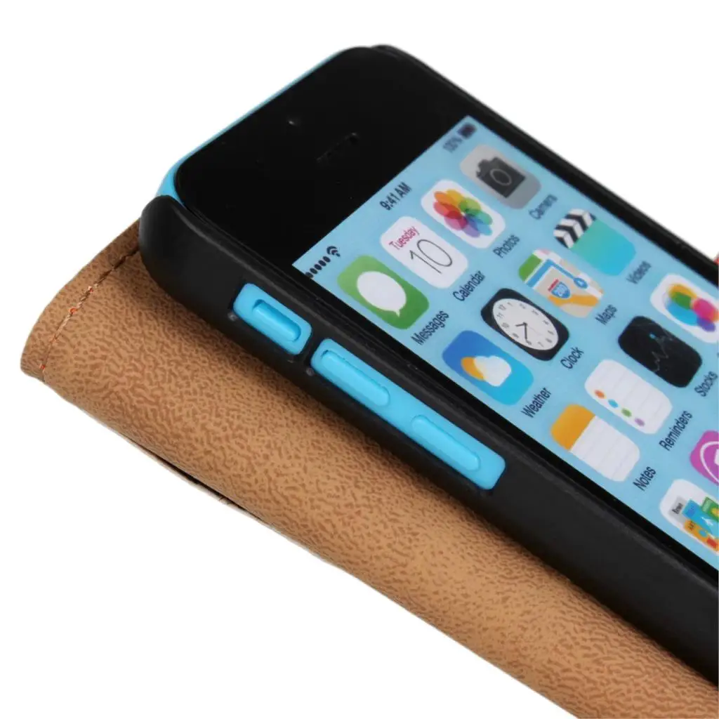 Флип-чехол для iPhone 5C Премиум из искусственной кожи чехол для телефона для iPhone 5C с отделениями для карт и отделением для денег GG