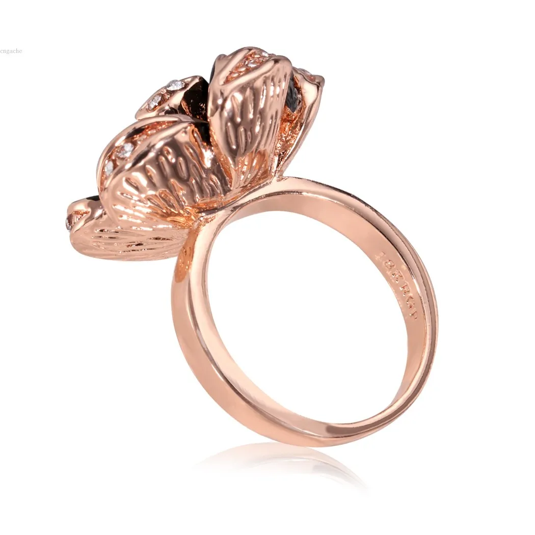 Мода женщины кольцо позолоченные горный хрусталь большой розы размер 8 / 7 6 женщин