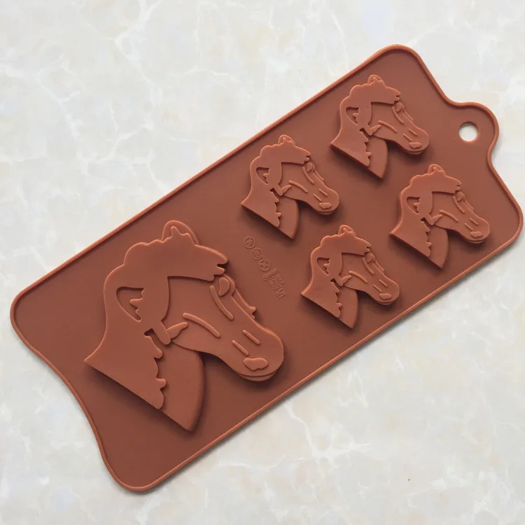 DIY силиконовая форма для торта 5 отверстий головы лошади выпечки шоколадного