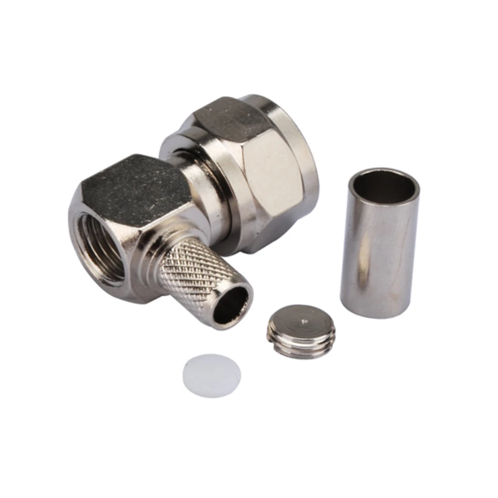 Восьмиядерный разъем F штекер RF коаксиальный правый угол обжимной RG58 RG400 RG142 LMR195