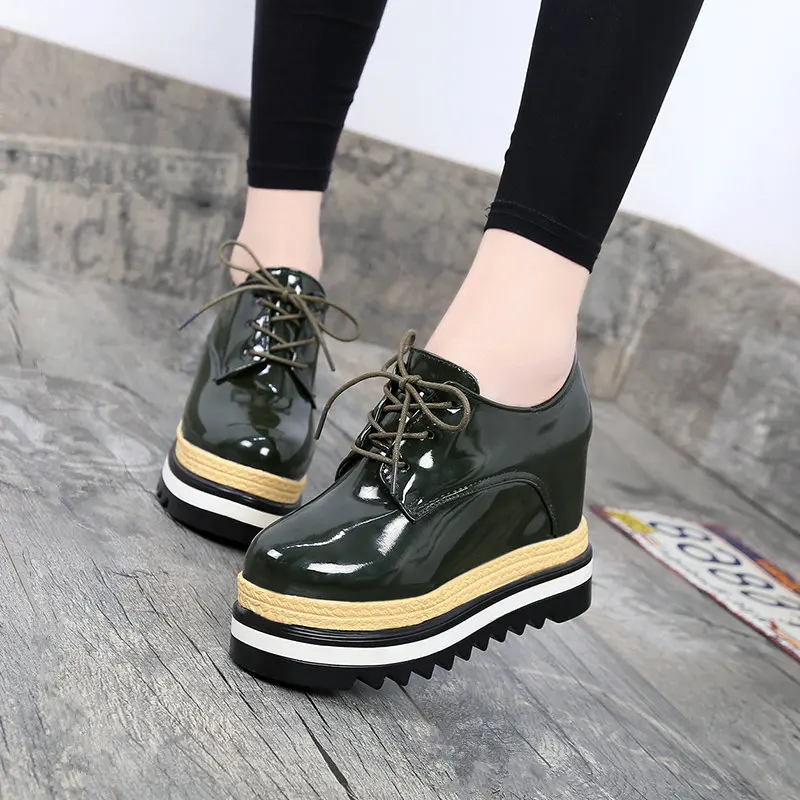 Женские кроссовки на высокой платформе повседневные Водонепроницаемые кожаные