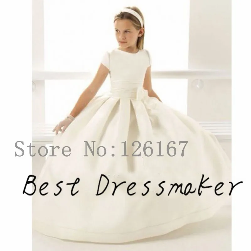 Прекрасный Первое Причастие Платья для Девочек Слоновой Кости Цветок Девочки