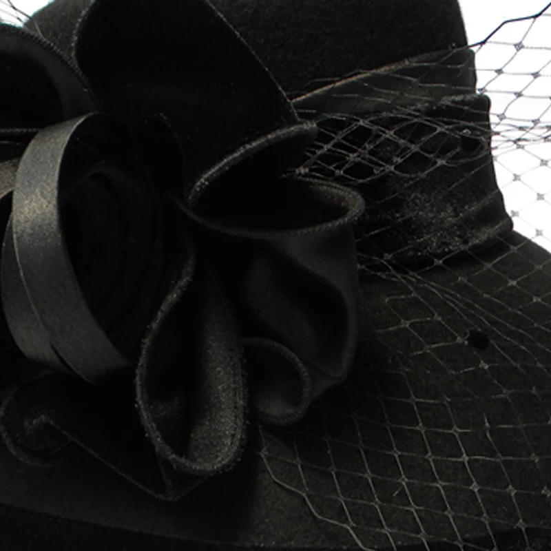 Женская фетровая шляпка котелок FS шерстяная Колокол с широкими полями и