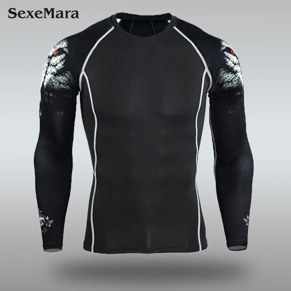 Only T-shirt Новинка, мужское термобелье, спортивный костюм, колготки, мужские кальсоны, леггинсы для бега, фитнеса, спортзала, одежда, леггинсы, Рашгард, мужские - Цвет: Only T-shirt