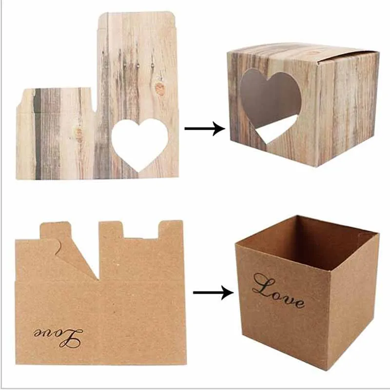 50pcs Romantic LOVE Heart Kraft Paper Candy Boxes chocolate Gift bag country Wedding bridal shower bachelorette hen Party Favor | Дом и сад