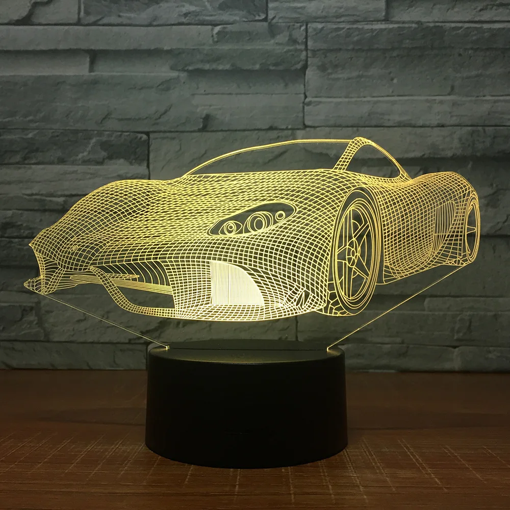 Спортивный 3D Автомобильный светодиодный светильник 7 цветов сенсорное