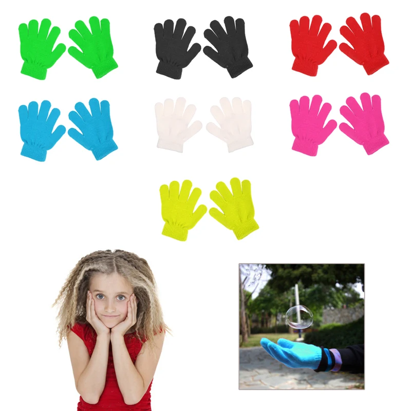 Winter Cute Baby Boys Girls Gloves Solid Color Finger Point Stretch Knit Mittens Kids Child Gifts | Детская одежда и обувь
