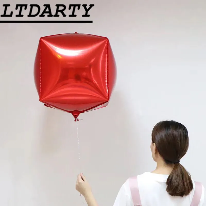 red 20 шт 4D алмазные круглые кубики в форме сердца гелиевые шары из цельной алюминиевой фольги Воздушные шары вечерние, свадебные, праздничные, новогодние украшения - Цвет: red