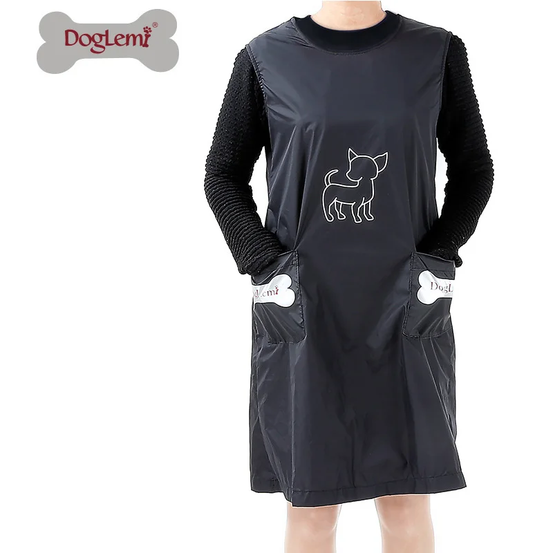 Doglemi Водонепроницаемый собака Уход за котом фартук с карманами нейлон ПЭТ черный