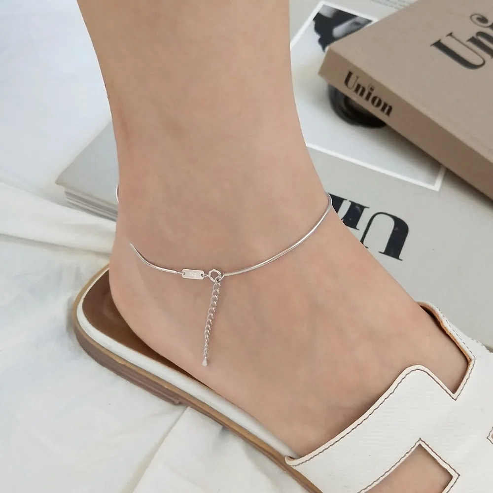 Тонкий аутентичный браслет на щиколотке из стерлингового серебра 925 пробы