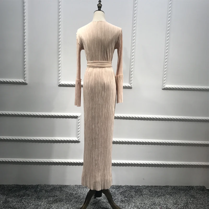 Vestidos ОАЭ кафтан арабский абайя Дубай Длинные бандажные плиссированные макси хиджаб женские мусульманские платья цзилбаб Турецкая мусульманская одежда