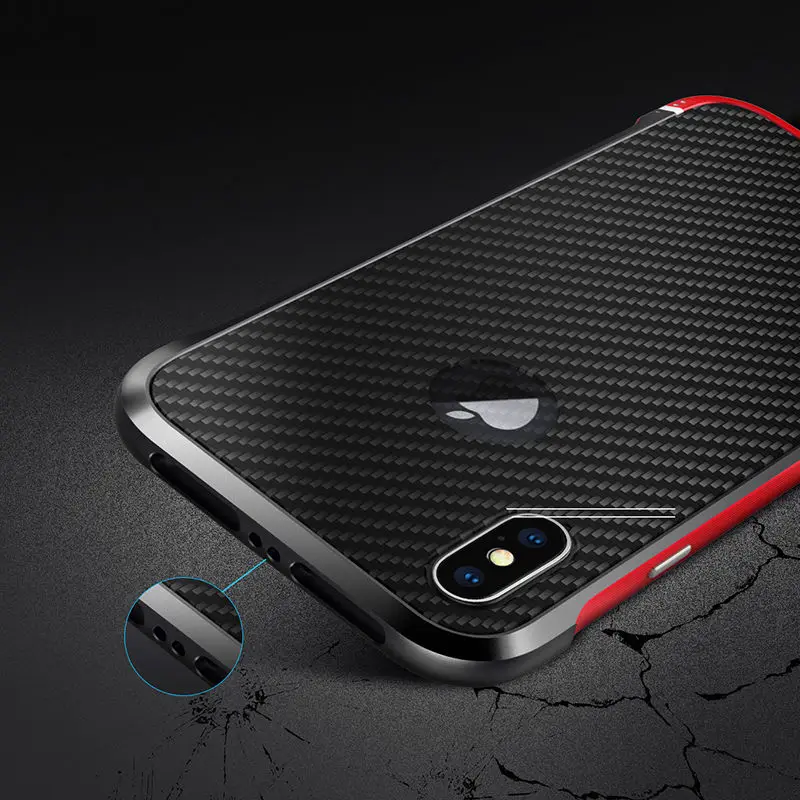 RedKoi чехол из углеродного металла для iPhone 8 7 Plus XS Max XR ударопрочный алюминиевый