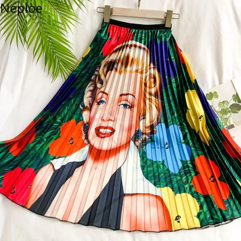 Юбка женская с принтом персонажей из мультфильмов плиссированная шифона