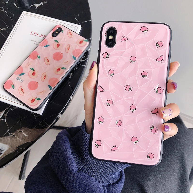 GYPHCA Алмазный розовый персиковый чехол для телефона iPhone 6 6s 7 8 Plus X XR XS Max Роскошный