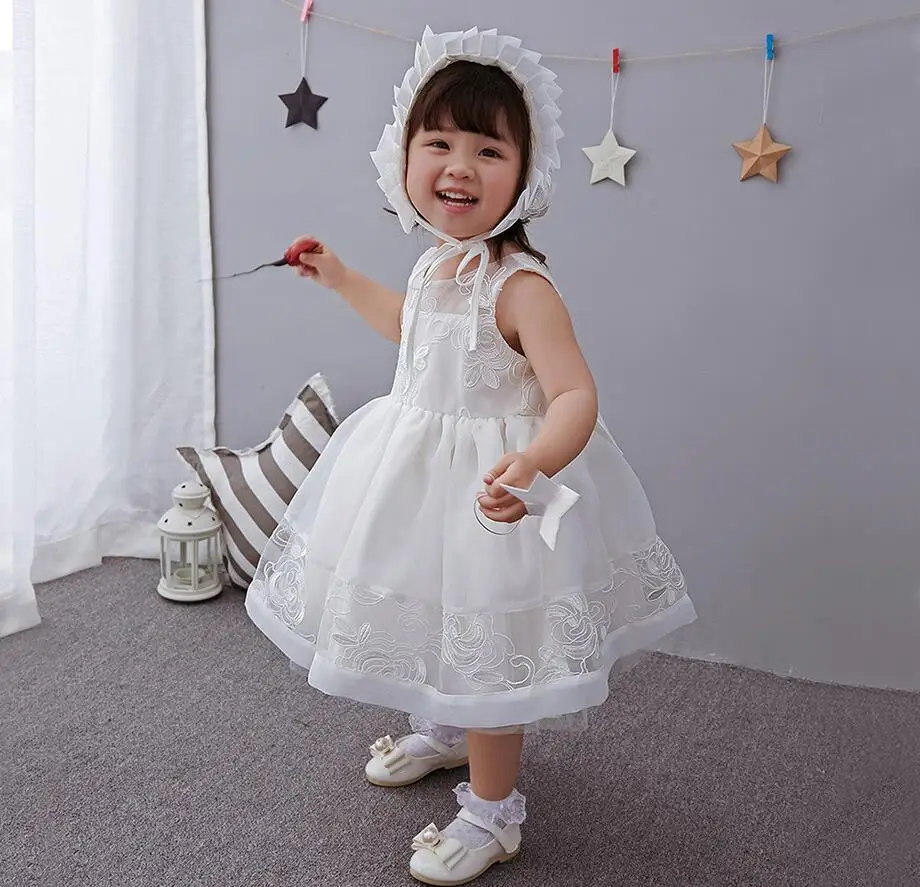 Винтажное платье на крестины с белыми бантиками для маленьких девочек платья