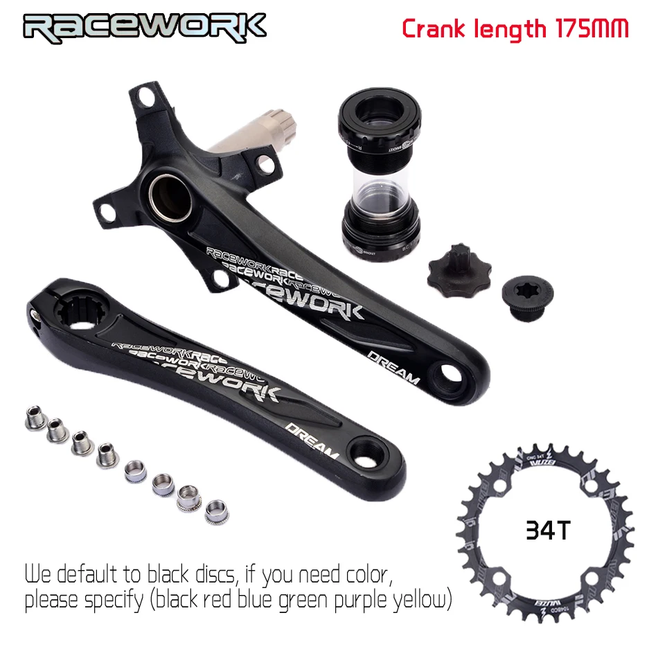 Fahrrad kurbel kettenblatt 104BCD MTB велосипед Kurbel алюминиевый Legierung Mit Boden Kurbel 170 мм platte rot 32 T 34 T 36 T 38 T - Цвет: 175 and 34T
