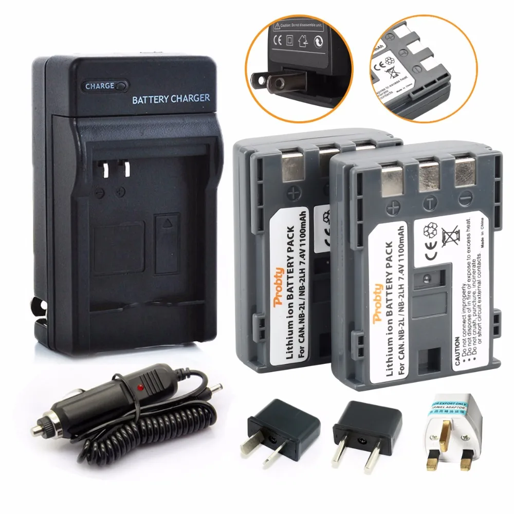 

Probty NB-2LH NB-2L NB 2L Battery + Charger kit for Canon PowerShot S80 S70 S60 S50 S45 S40 S30 G9 G7 DC420 DC410 Camera