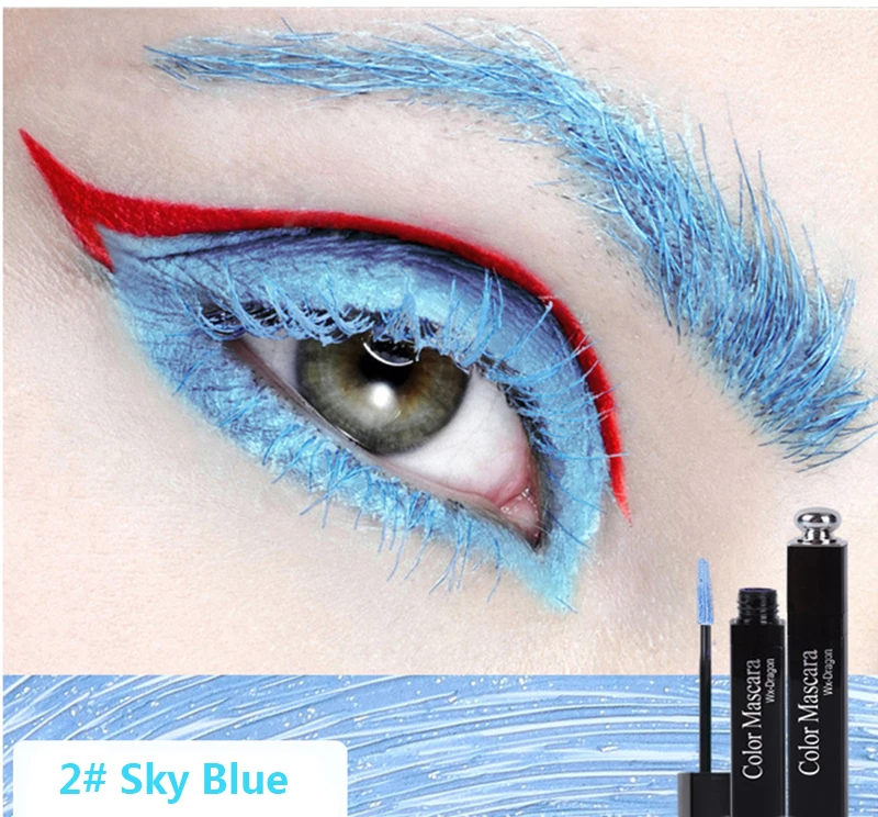 02 Sky Blue BearPaw 3D волокно красочная профессиональная Подкручивающая водостойкая тушь вечерние макияж ресниц 8 цветов жидкие накладные ресницы тушь для ресниц - Цвет: 02 Sky Blue