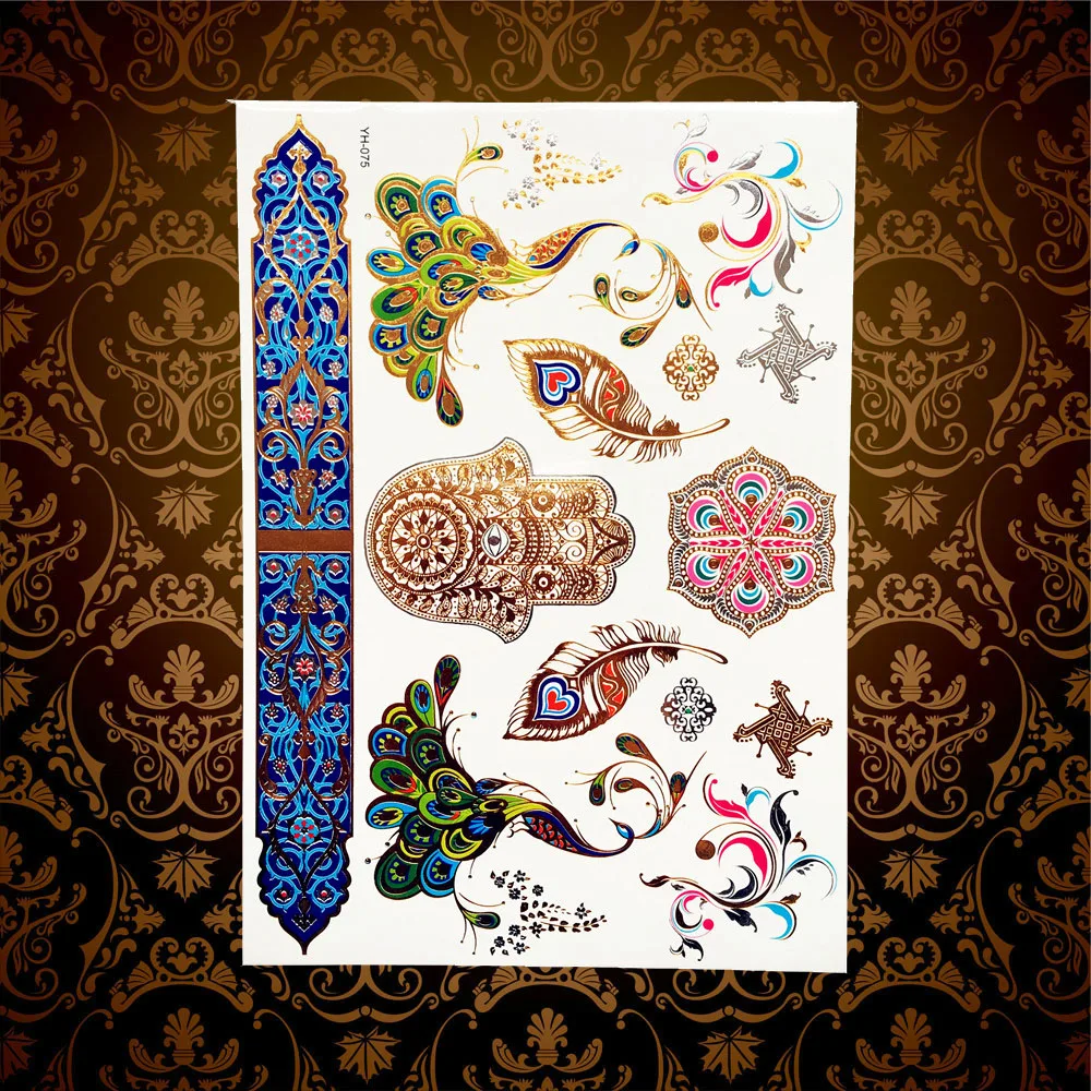 1 шт. модные блестящие серебряные татуировки YS-18 Сова Ловец снов Луна Звезда лист