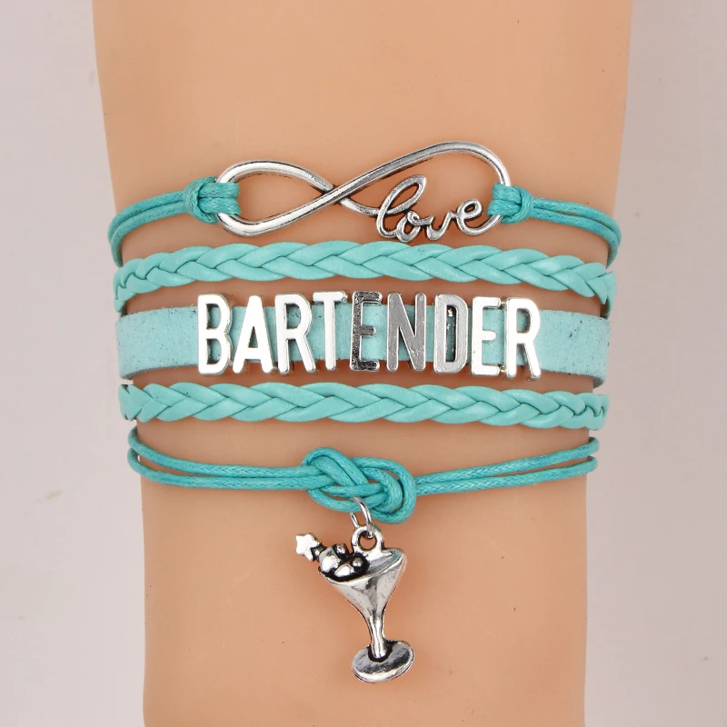 (10 шт./лот) Бесконечность любовь браслет бармен бокал вина очарование плетеный