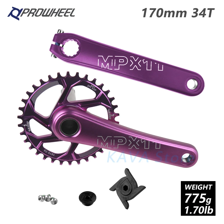 170mm Purple 34T MTB велосипед кривошипно костюм звездочки 170 мм горный велосипед звездочка цепной передачи узкая широкая цепь из колец цепь 30/32/34/36/38T передняя Звездочка для SRAM GXP XX1 X9 модными принтами XO - Цвет: 170mm Purple 34T