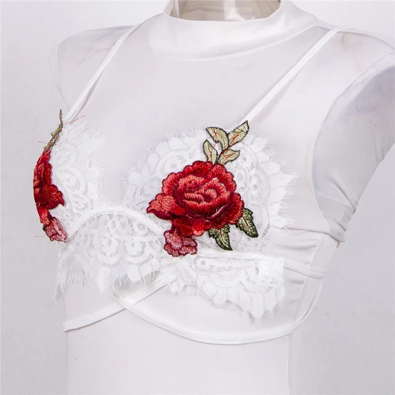 Женский прозрачный кружевной бюстгальтер с цветочным принтом и треугольными