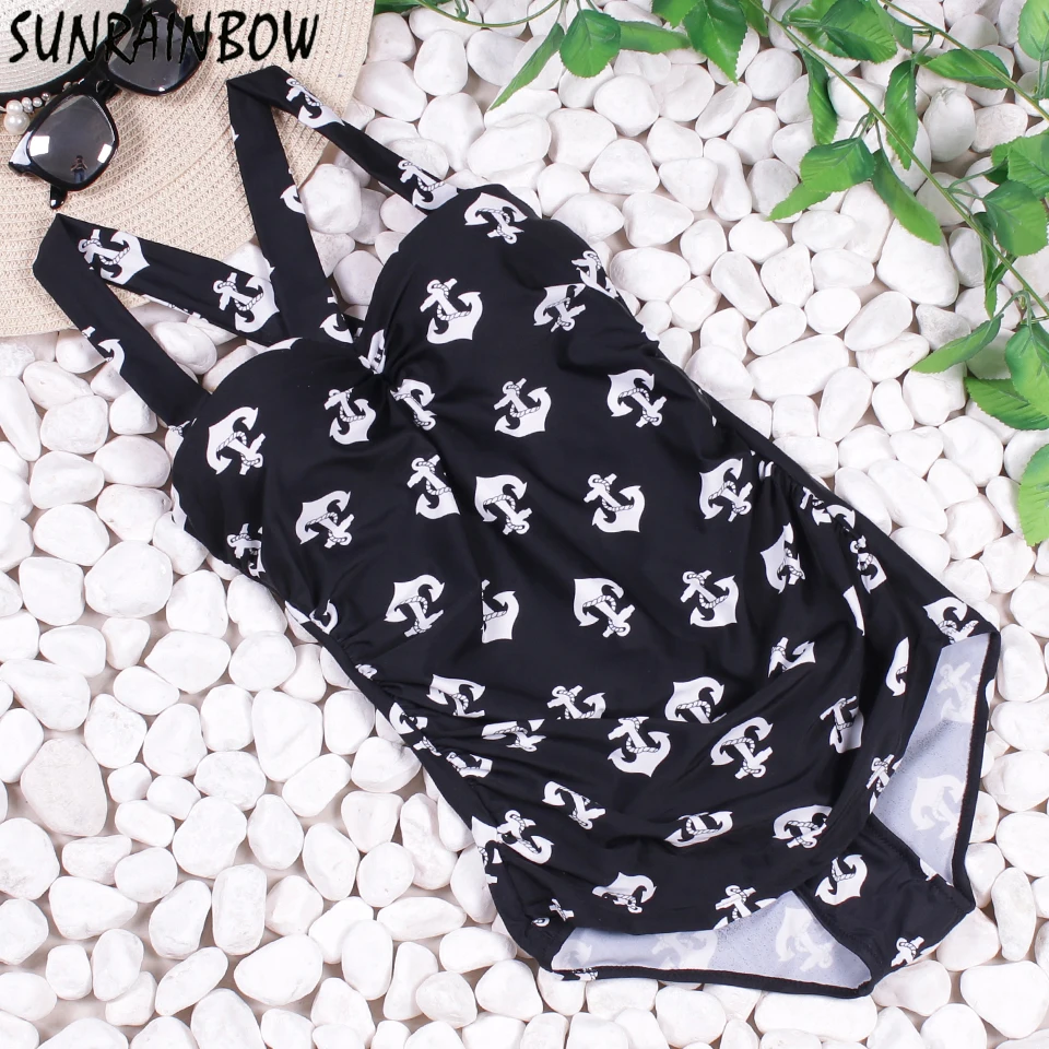 SUNRAINBOW новинка 2019 Цельный купальник плюс размер 4XL для женщин монокини с принтом