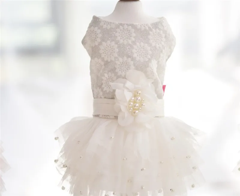 Luxuy Pearl Dog Puppy Dress Pet Cat Tutu Skirt Princess Wedding Party Shirt Clothes Bride Costume for Chihuahua Yorkie | Дом и сад