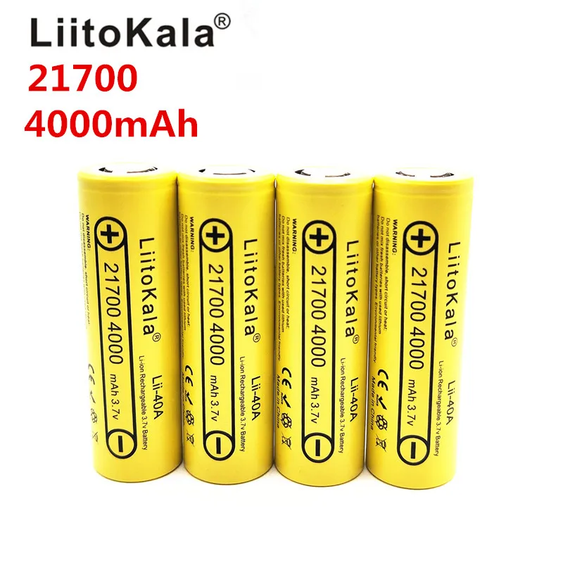 Литий-ионный аккумулятор Liitokala 21700 мАч 4000 в 15 А степень разряда 5C тройная