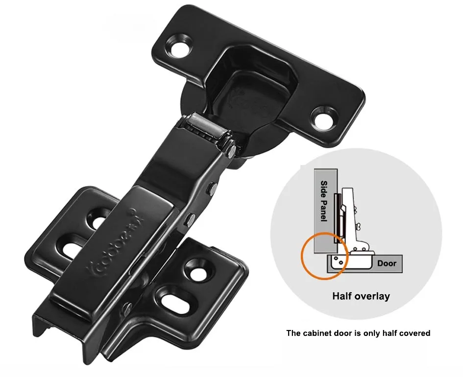 1 шт. черная мебельная Петля из нержавеющей стали двери гидравлические крепления Буфер Заслонки мягкий закрыть для шкафа фурнитура для кухонной мебели - Цвет: 302-2 Half overlay
